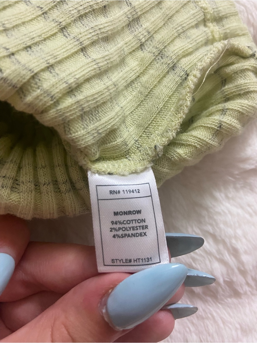 Monrow Ultimate Green Ribbed Racerback Tank Top 34069 - Picture 6 of 7